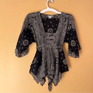 Blue Plate Womens tunic. Size S, bandanna print, boho vibe, EUC